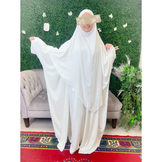 long jazz khimar in pure white